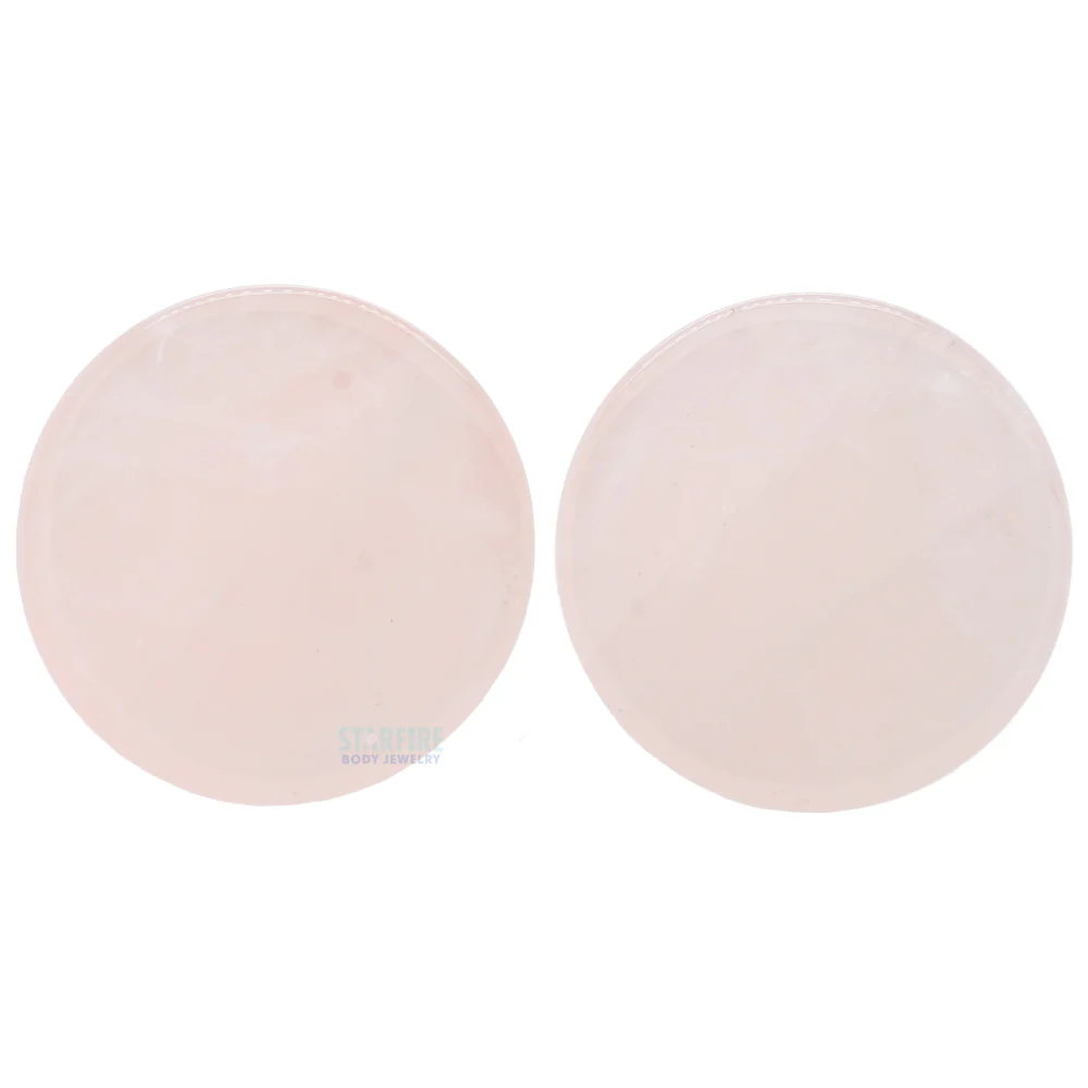 Mayan Style Stone Plugs - Rose Quartz