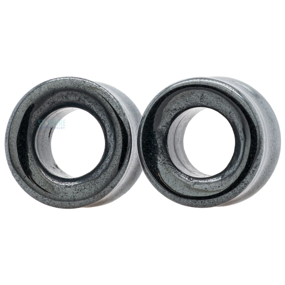 Stone Double Flare Eyelets - Hematite - Image 2
