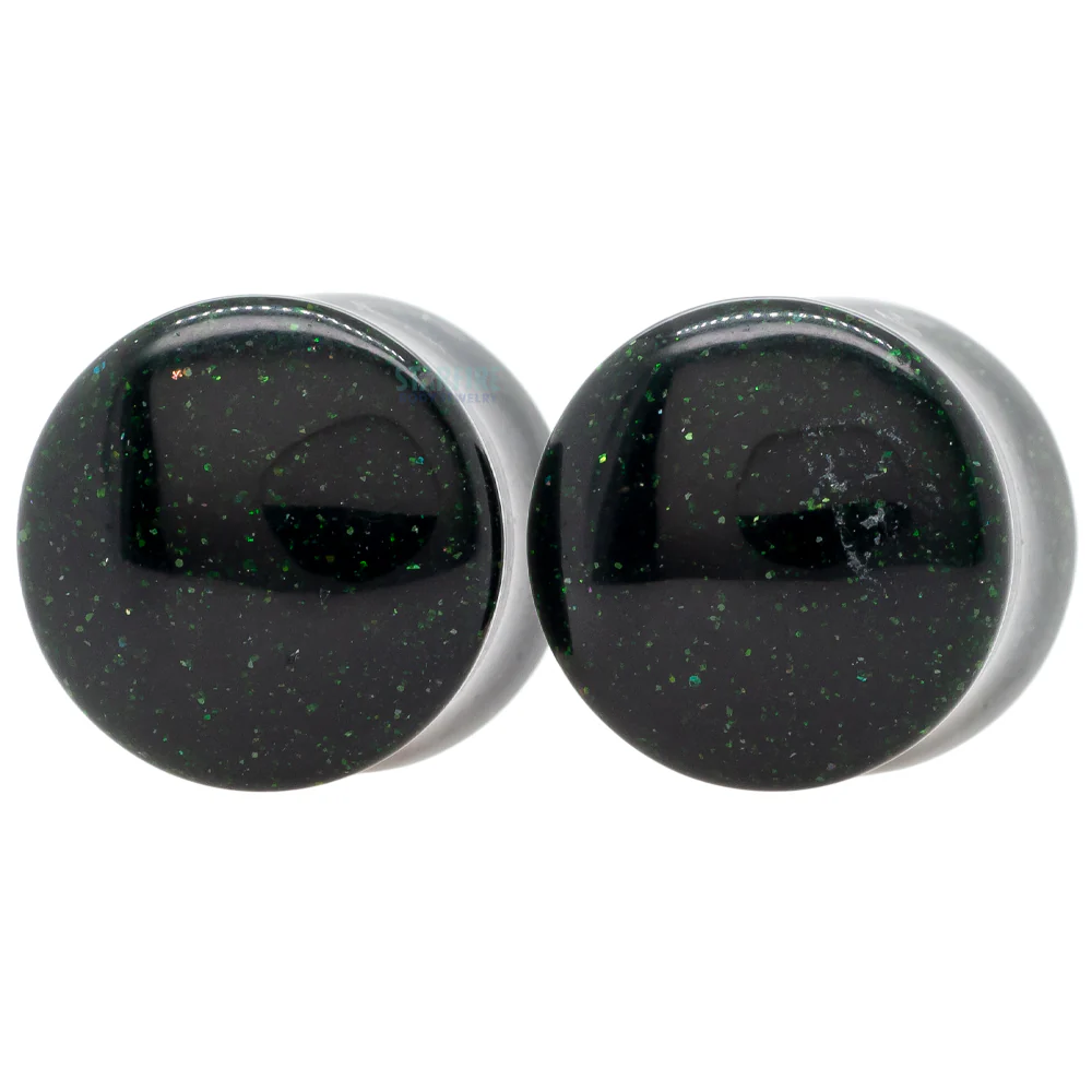 Stone Plugs - Green Goldstone - Image 2