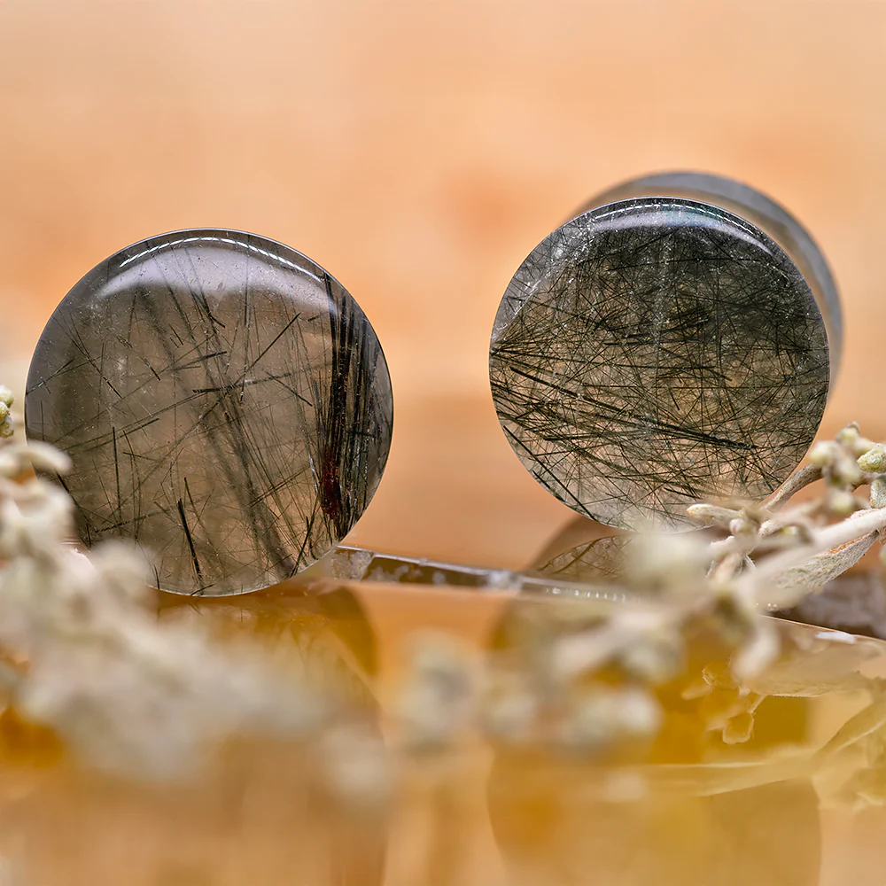 Stone Plugs - Green Tourmalinated Quartz - Image 2