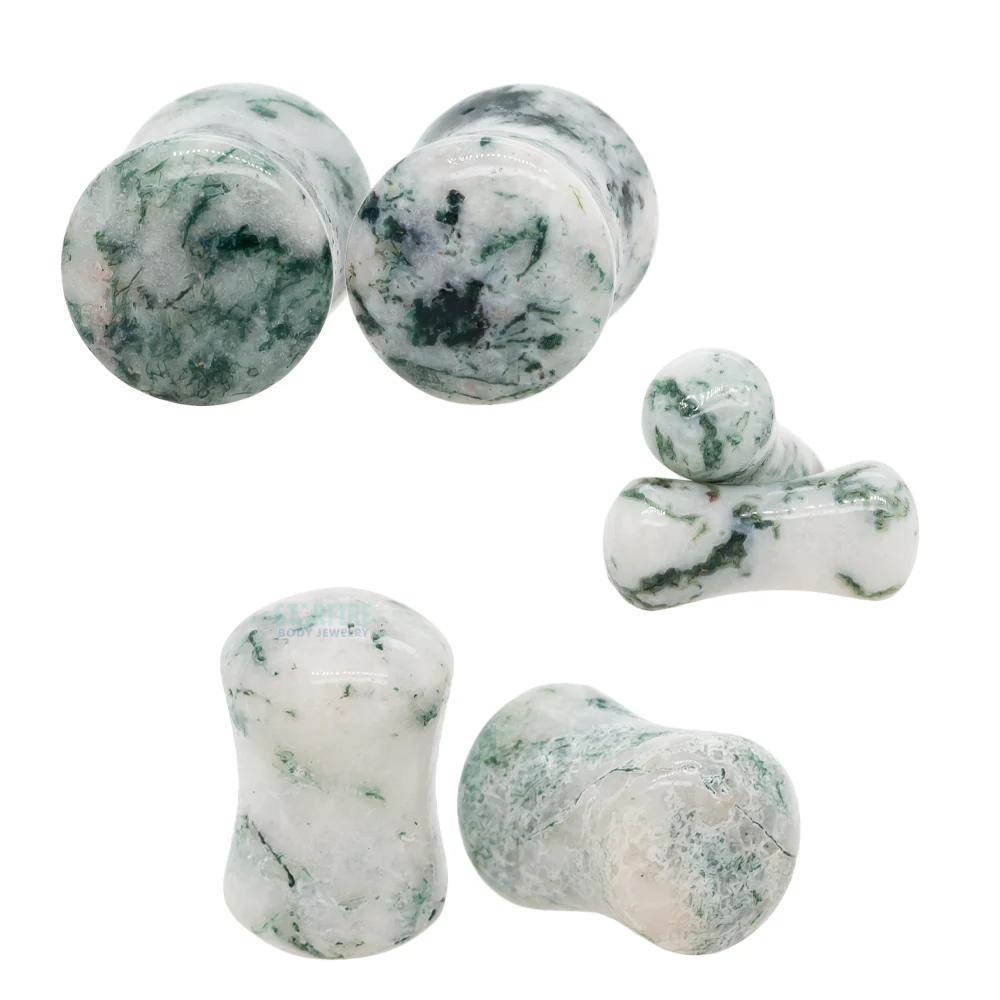 Stone Plugs - Green Tree Agate