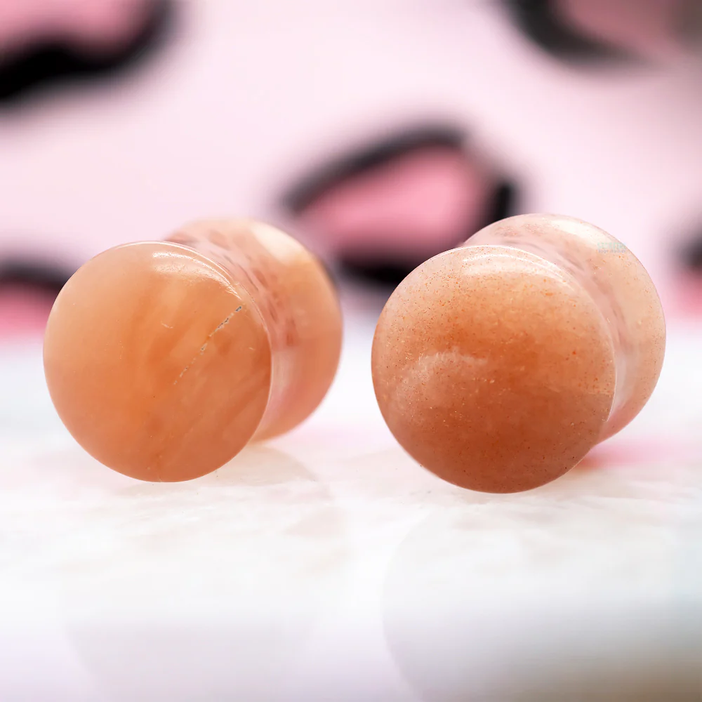 Stone Plugs - Peach Moonstone - Image 2