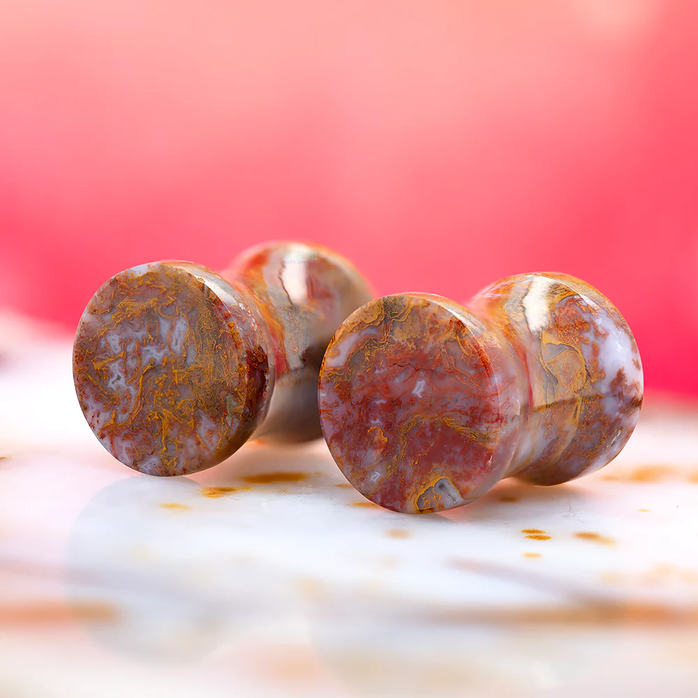 Stone Plugs - Red Moss Agate - Image 2