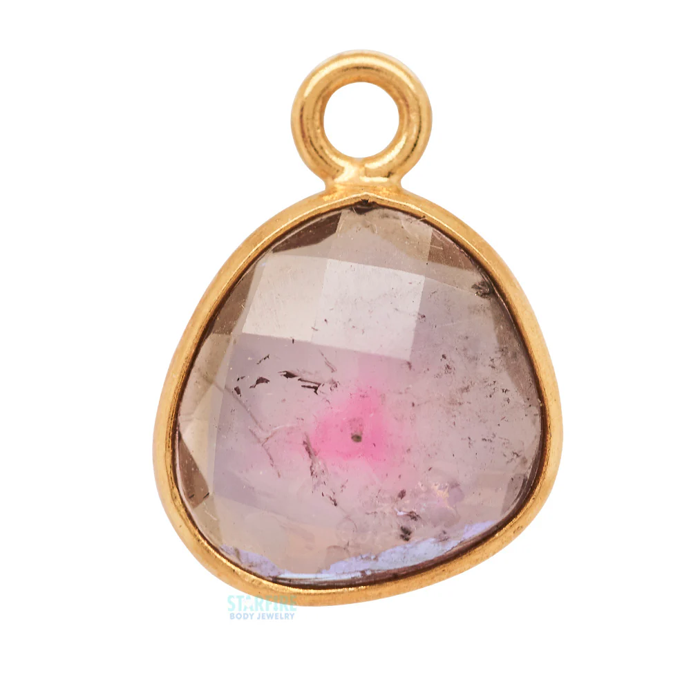 Rose Cut Watermelon Tourmaline Charm in Gold - Image 3