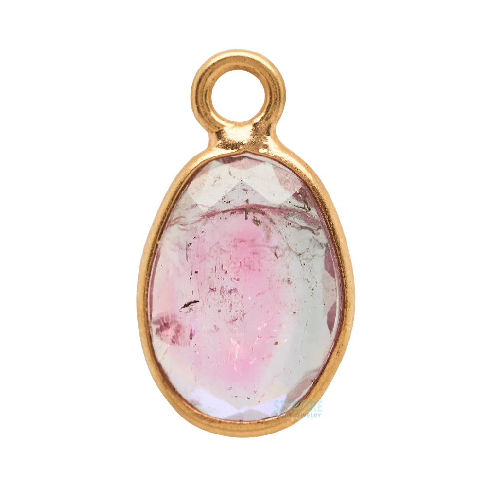 Rose Cut Watermelon Tourmaline Charm in Gold - Image 4