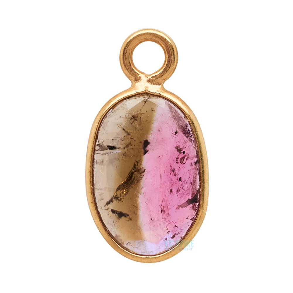 Rose Cut Watermelon Tourmaline Charm in Gold - Image 5