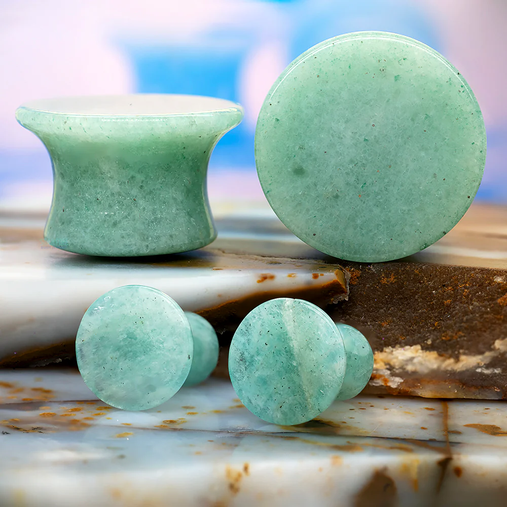 Mayan Style Stone Plugs - Aventurine - Image 2