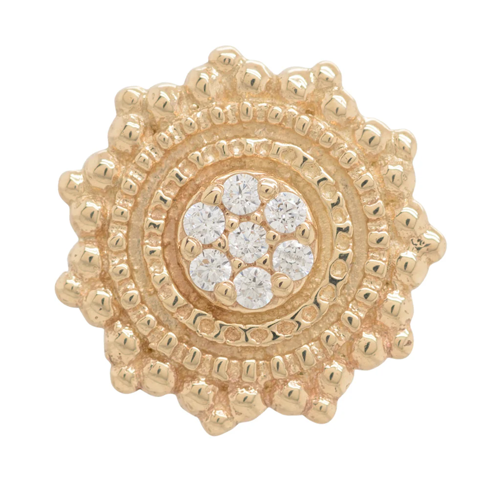 "Parasol" Threaded End in Gold with White CZ's - Image 5