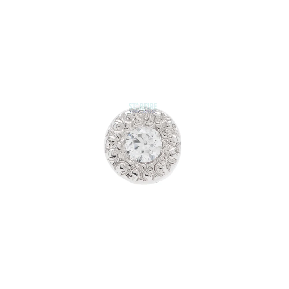 Pave Circle Threaded End in Gold with White CZ's