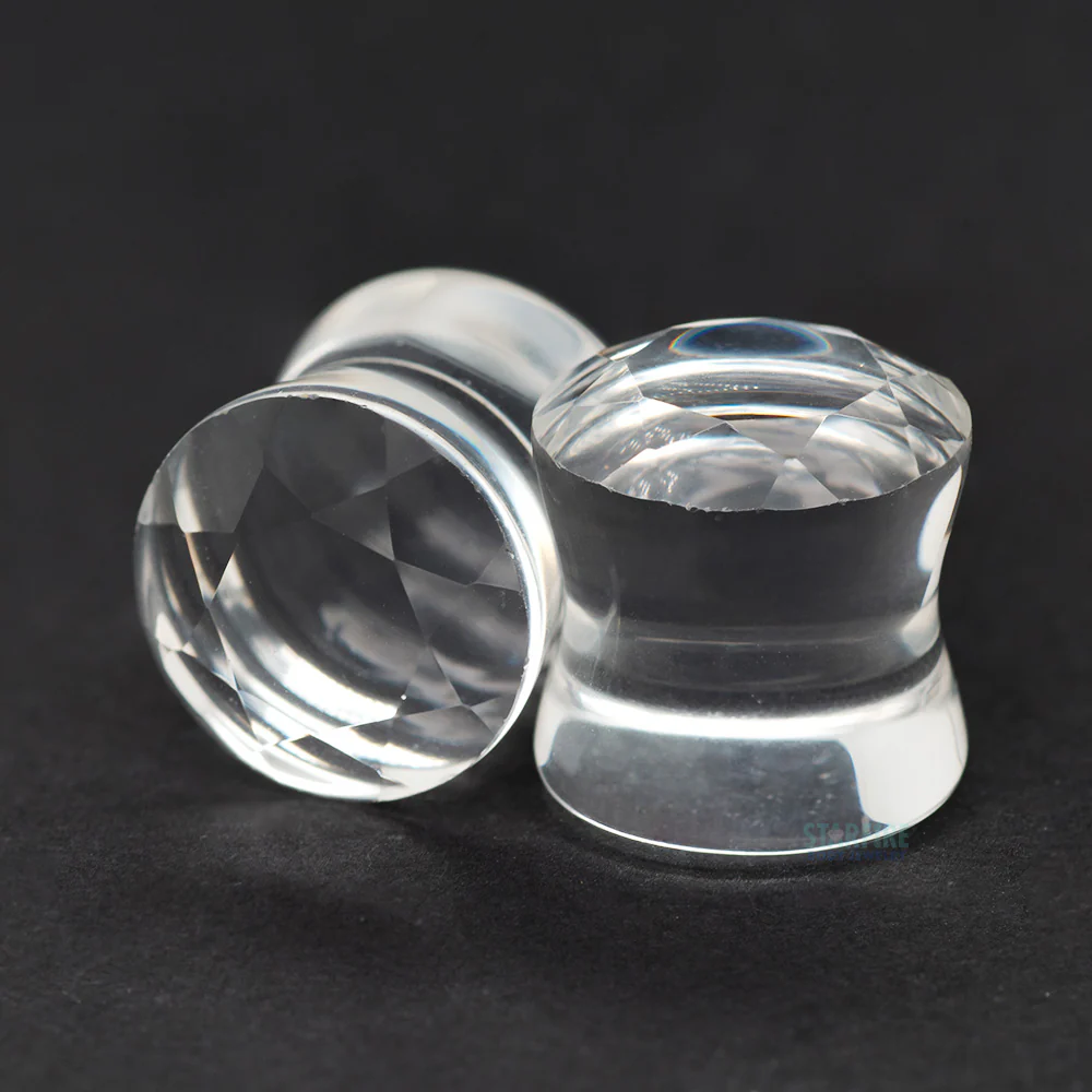 Faceted Glass Plugs - Clear - Image 2