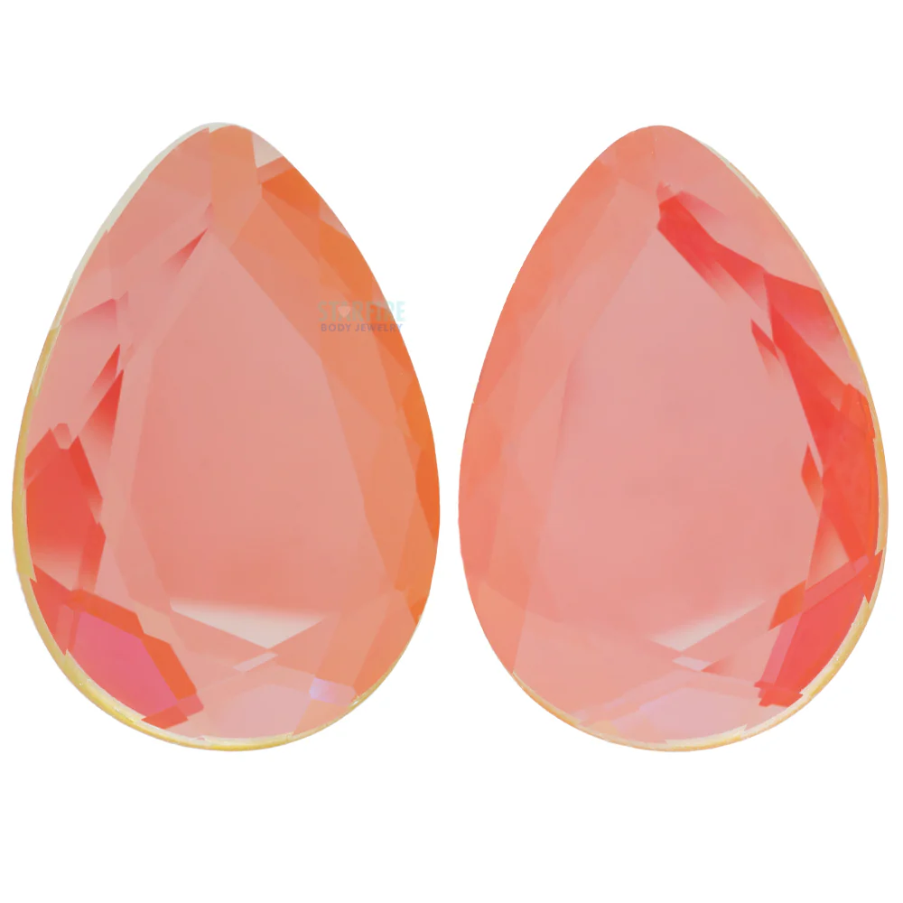 Faceted Glass Teardrop Plugs - Aurora Borealis