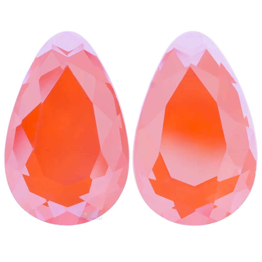 Faceted Glass Teardrop Plugs - Aurora Borealis - Purple - Image 3