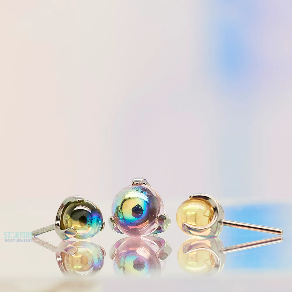 threadless: Claw Prong-Set Glass Cabochon End - 'Northern Lights Collection' - Image 2