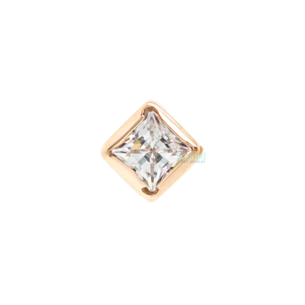 Princess Bezel Nostril Screw in Gold with CZ - Image 3