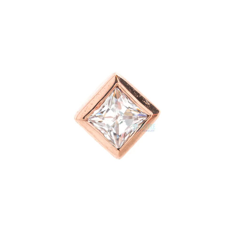 Princess Bezel Nostril Screw in Gold with CZ - Image 5