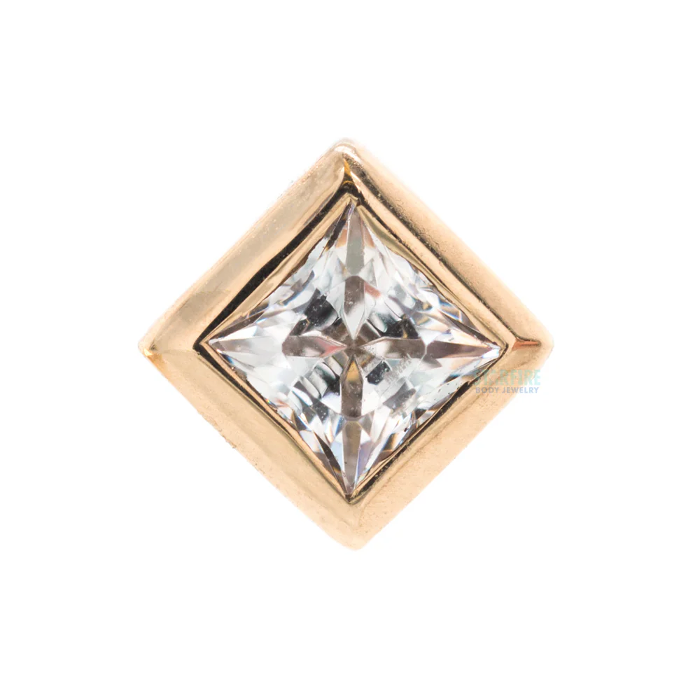Princess Bezel Nostril Screw in Gold with CZ - Image 6