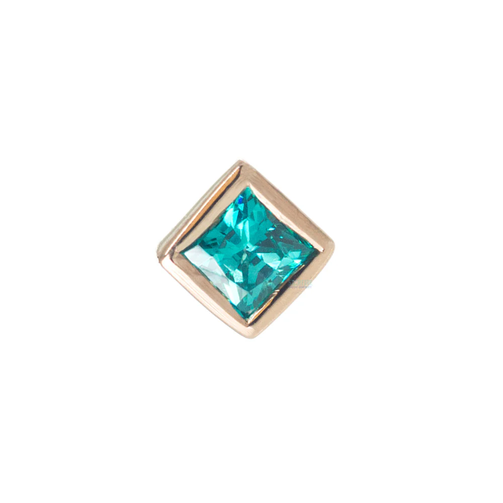 Princess Bezel Nostril Screw in Gold with CZ - Image 8