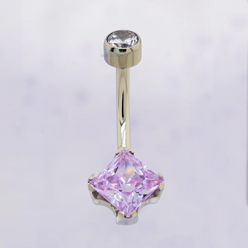 Princess-Cut Brilliant Gem Navel Curve - Image 2