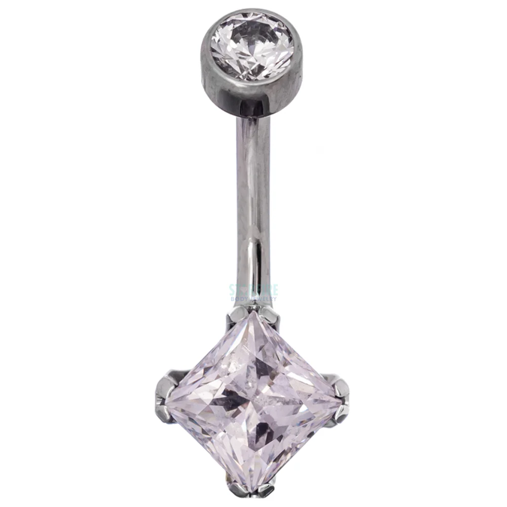 Princess-Cut Brilliant Gem Navel Curve - Image 4