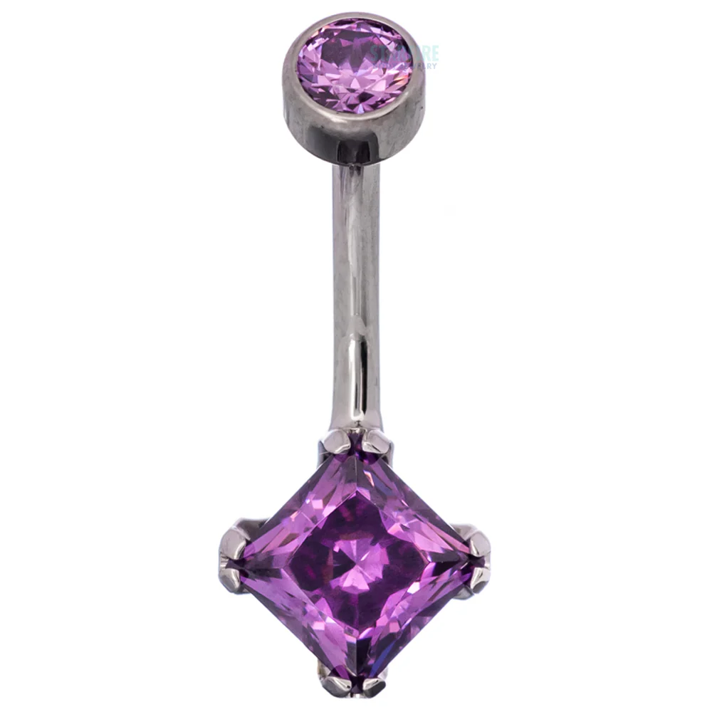 Princess-Cut Brilliant Gem Navel Curve - Image 5