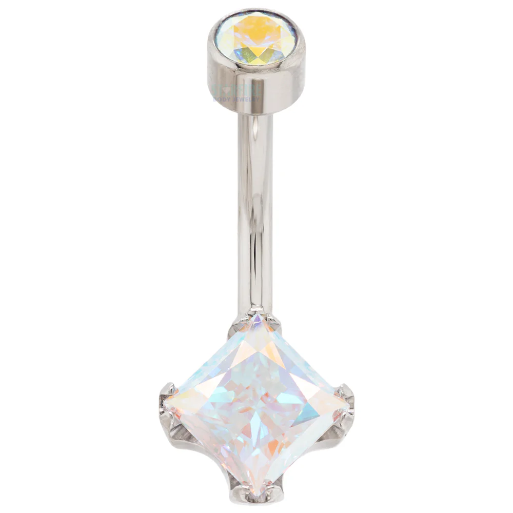 Princess-Cut Brilliant Gem Navel Curve - Image 6