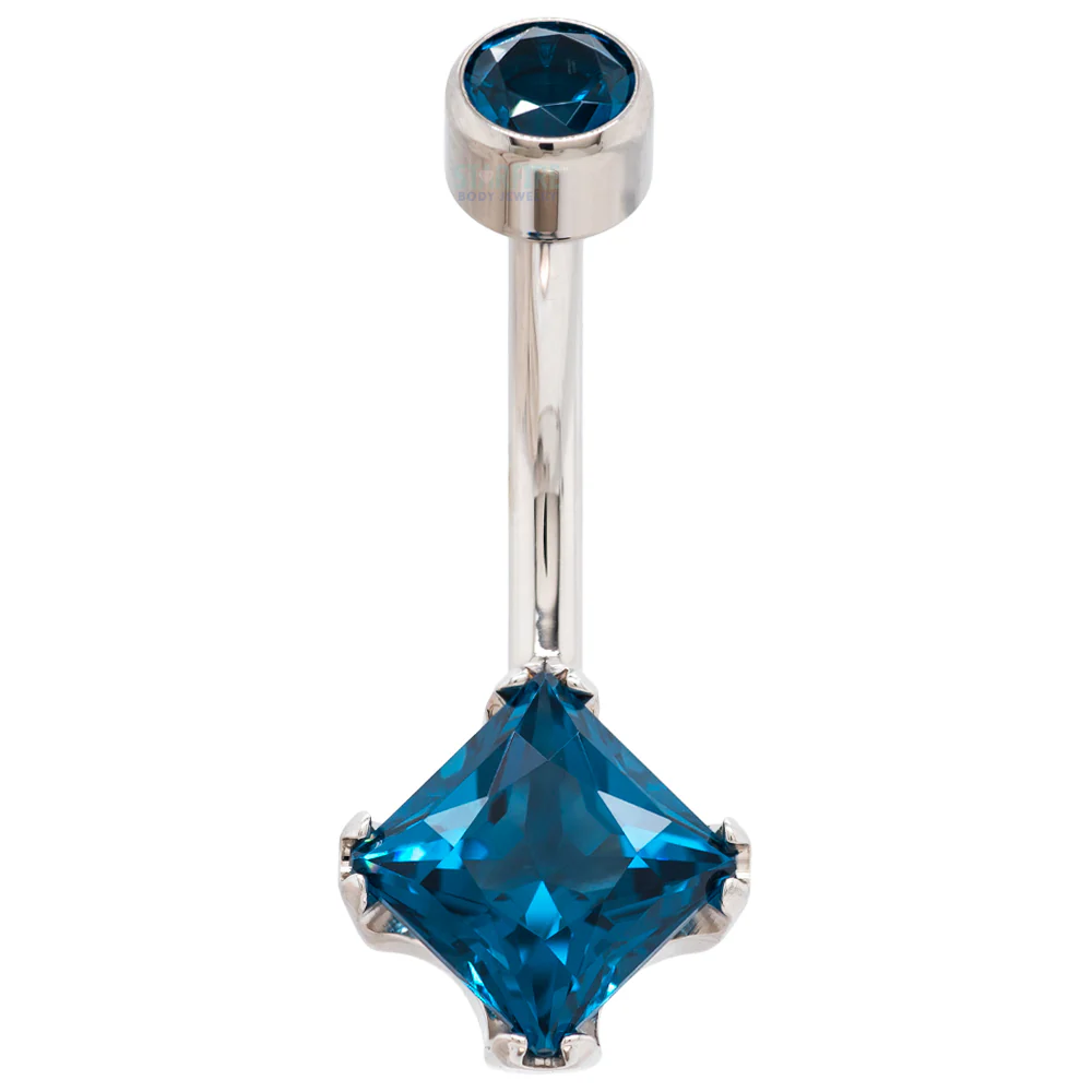 Princess-Cut Brilliant Gem Navel Curve - Image 7