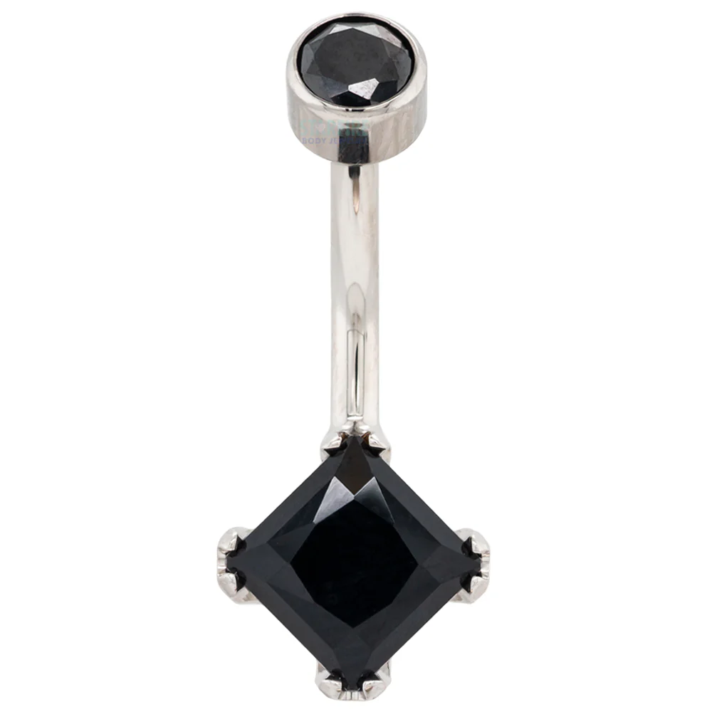 Princess-Cut Brilliant Gem Navel Curve - Image 8