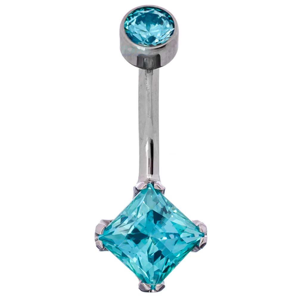 Princess-Cut Brilliant Gem Navel Curve - Image 9