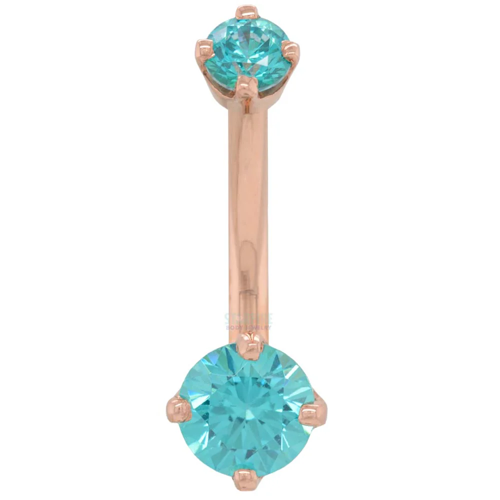Prong-Set Navel Curve in Gold with Colored CZ's - Image 3