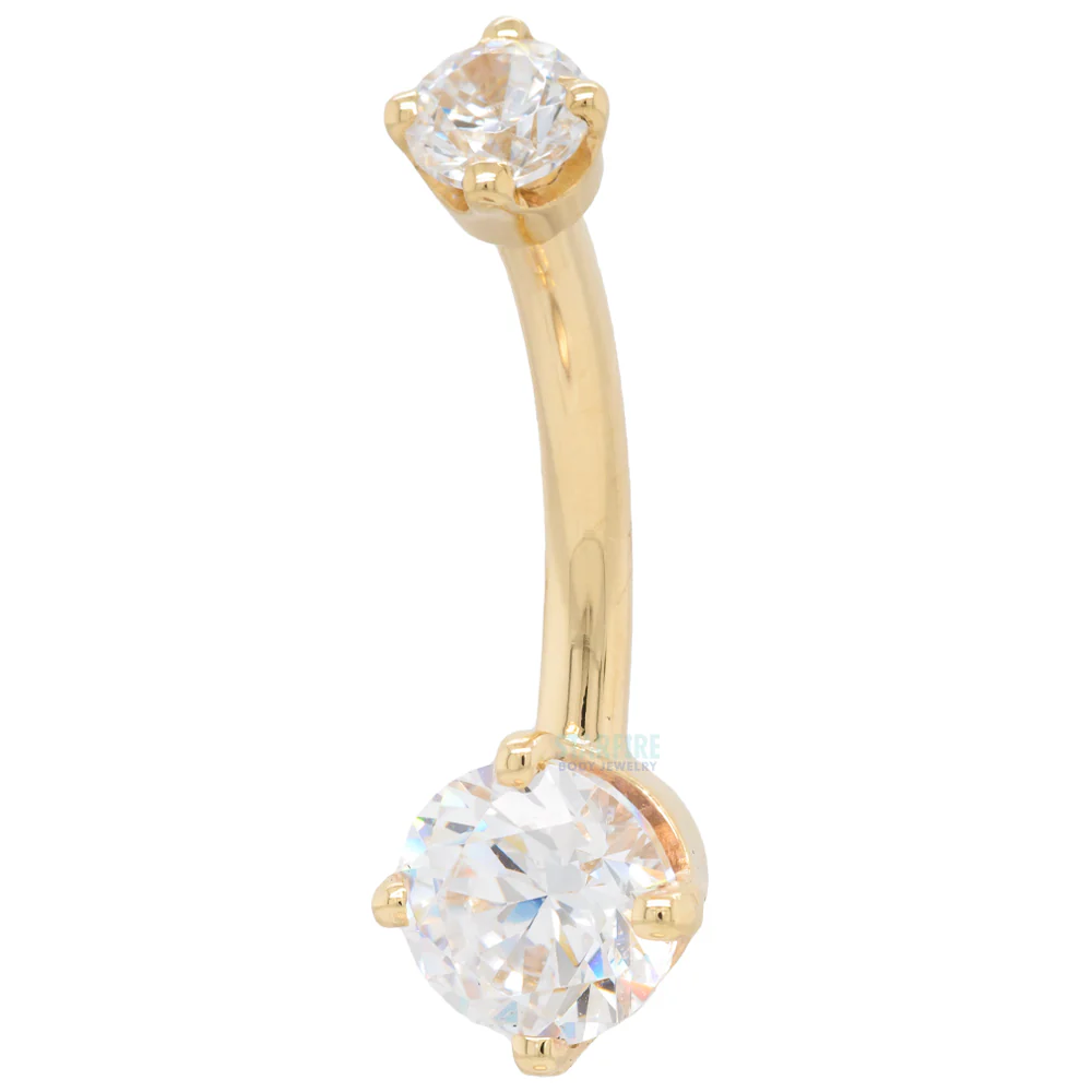 Prong-Set Navel Curve in Gold with White CZ's - Image 3