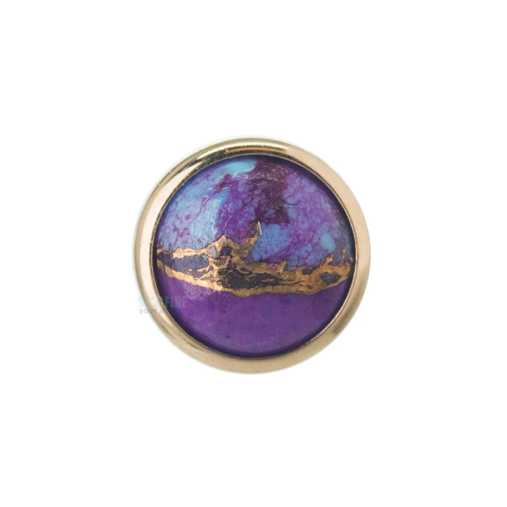 Copper Purple Turquoise in Cup Setting Nostril Screw in Gold - Image 3