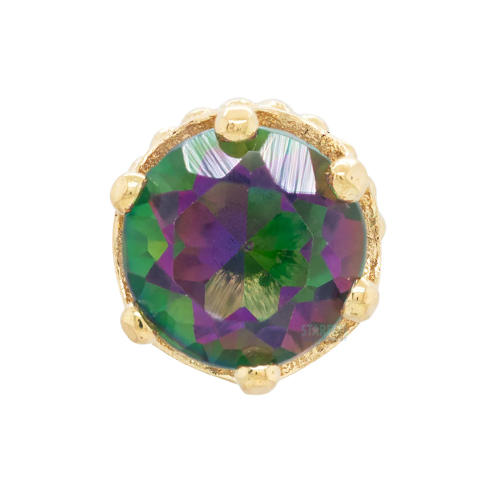 "Queen" Crown Threaded End in Gold with Mystic GREEN Topaz - Image 2