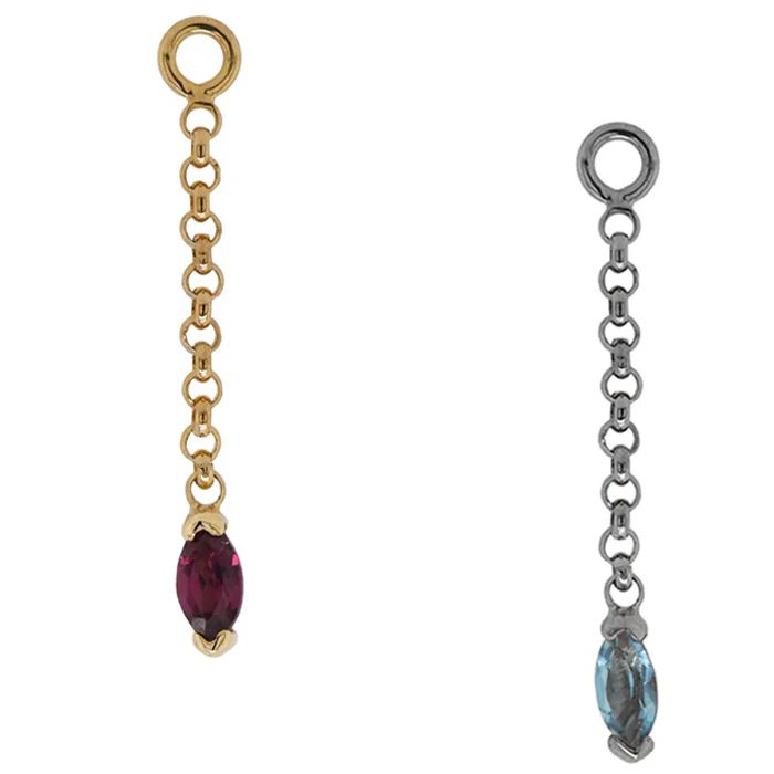 "Light" Chain Charm in Gold with Natural Stone