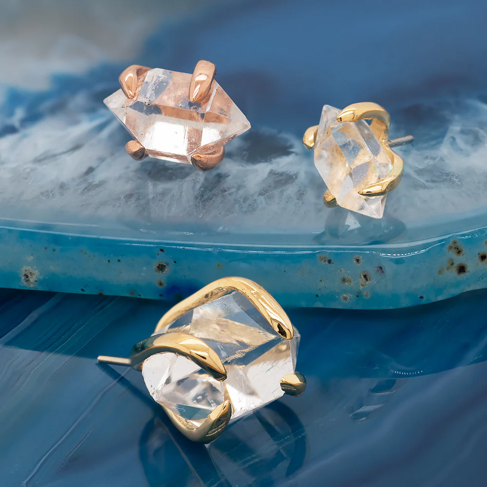 threadless: "Sacred Love" End in Gold with Herkimer Diamond - Image 2