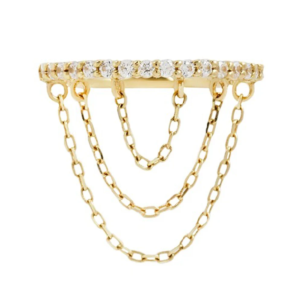 "Radiate" with Chains Hinge Ring / Clicker in Gold with CZ's - Image 3