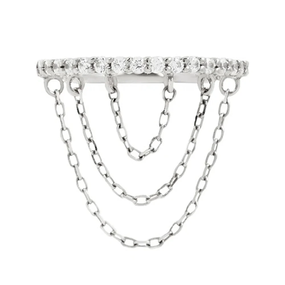 "Radiate" with Chains Hinge Ring / Clicker in Gold with CZ's - Image 4