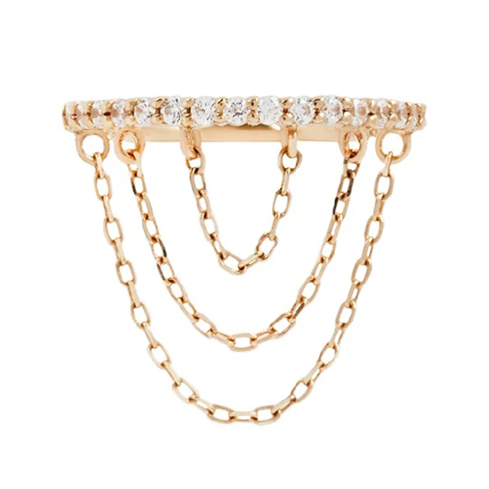 "Radiate" with Chains Hinge Ring / Clicker in Gold with CZ's - Image 5