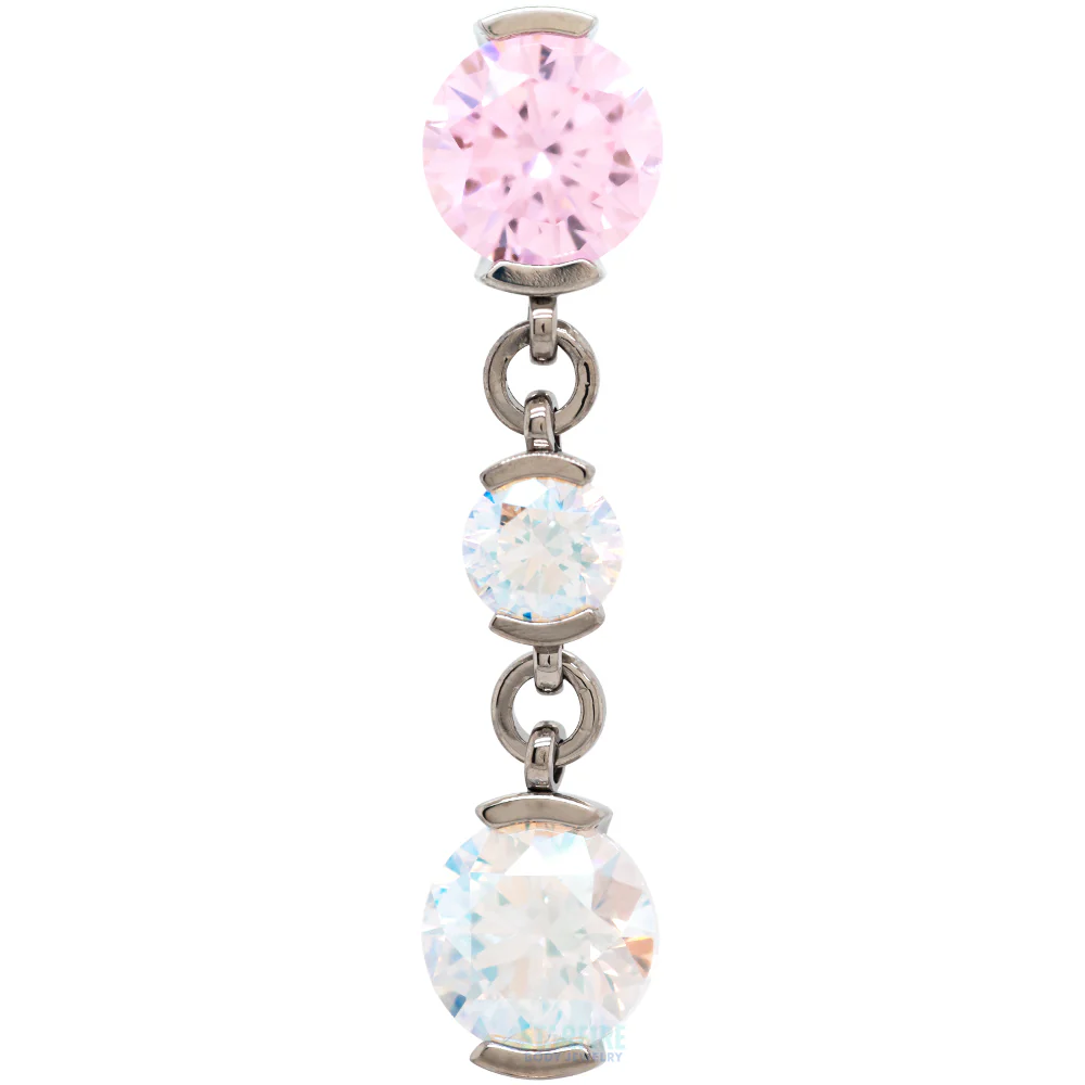Reverse Dangle 2 Prong-Set Faceted Gem Navel Curve with Dangle #5 - custom color combos - Image 4