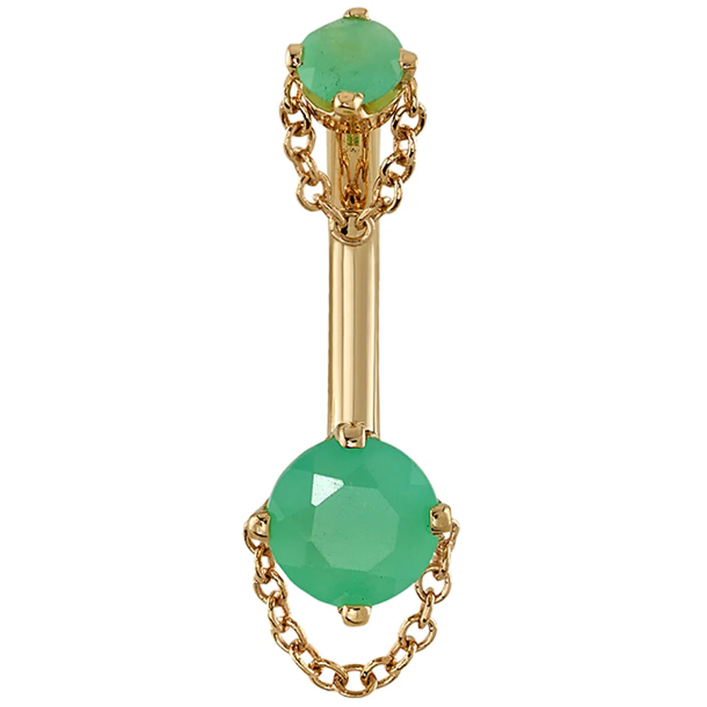 "Rianna" Navel Curve in Gold with Faceted Chrysoprase - Image 2