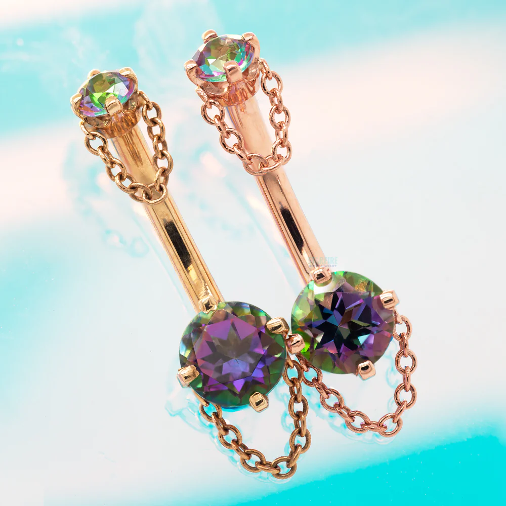 "Rianna" Navel Curve in Gold with Mystic Topaz - Image 2