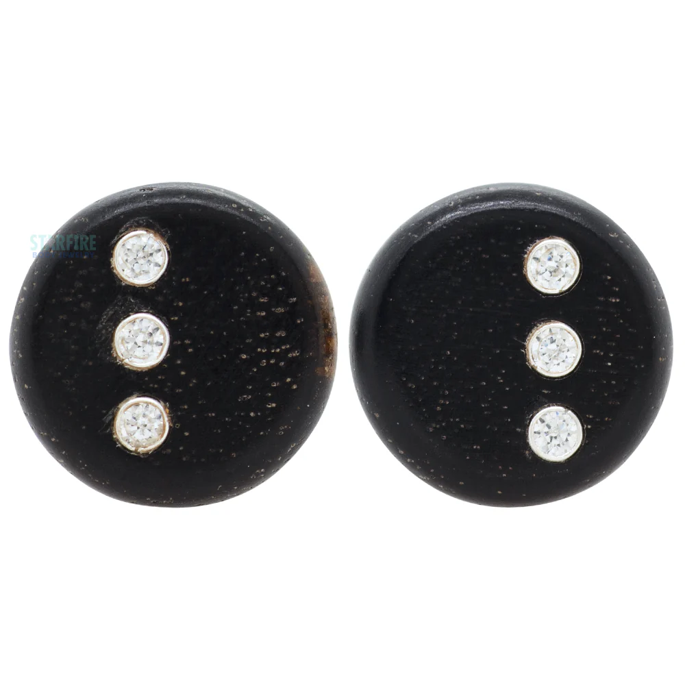 "Rider" Wood Plugs with CZ Inlays - Image 3