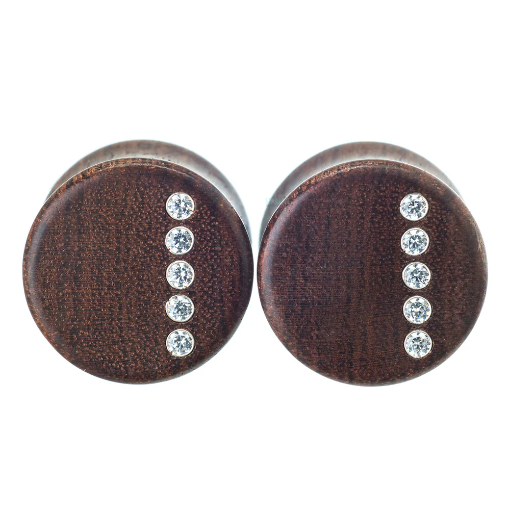 "Rider" Wood Plugs with CZ Inlays - Image 4