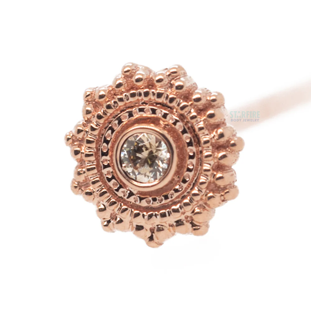 Round Afghan Nostril Screw in Gold with Champagne CZ