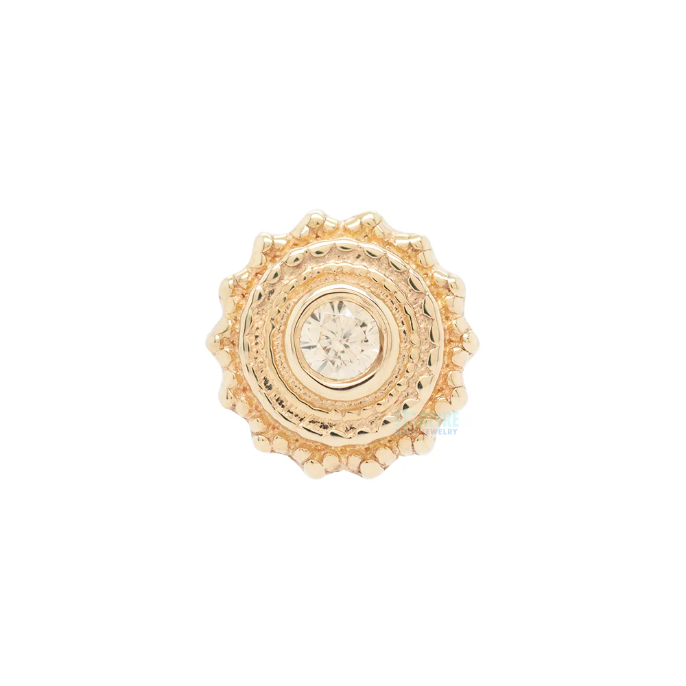 Round Afghan Nostril Screw in Gold with Champagne CZ - Image 3