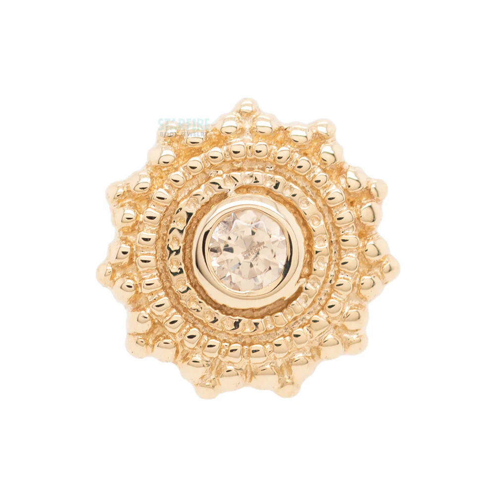 Round Afghan Nostril Screw in Gold with Champagne CZ - Image 4