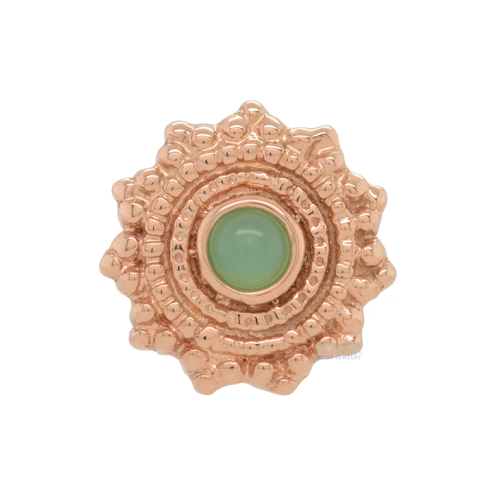 Round Afghan Threaded End in Gold with Chrysoprase - Image 3
