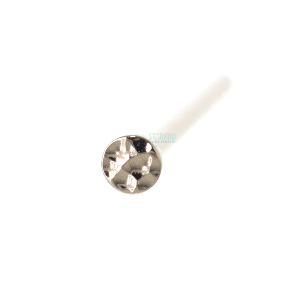Round Disc HAMMERED FINISH Nostril Screw in Gold - Image 2