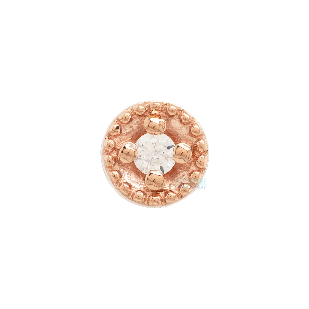 Round Harlequin Nostril Screw in Gold with White CZ - Image 2