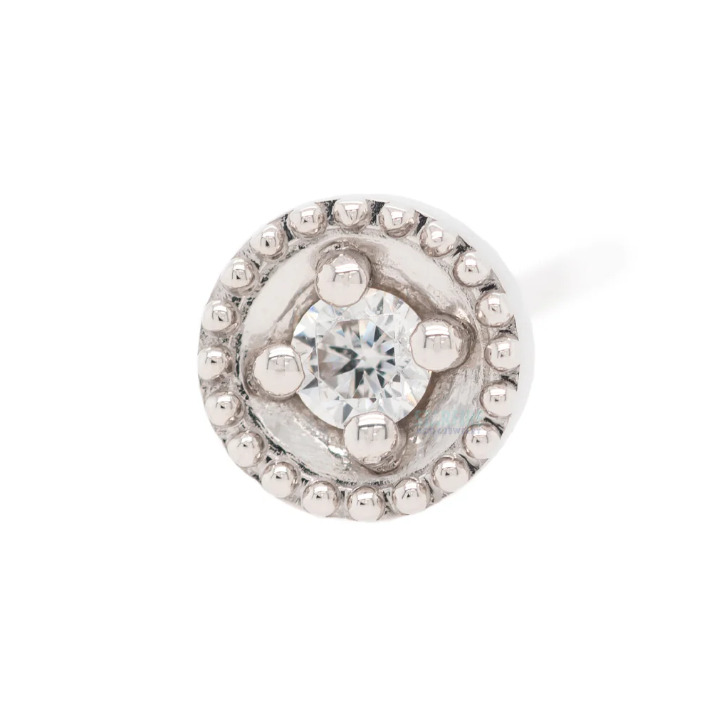 Round Harlequin Nostril Screw in Gold with White CZ - Image 3