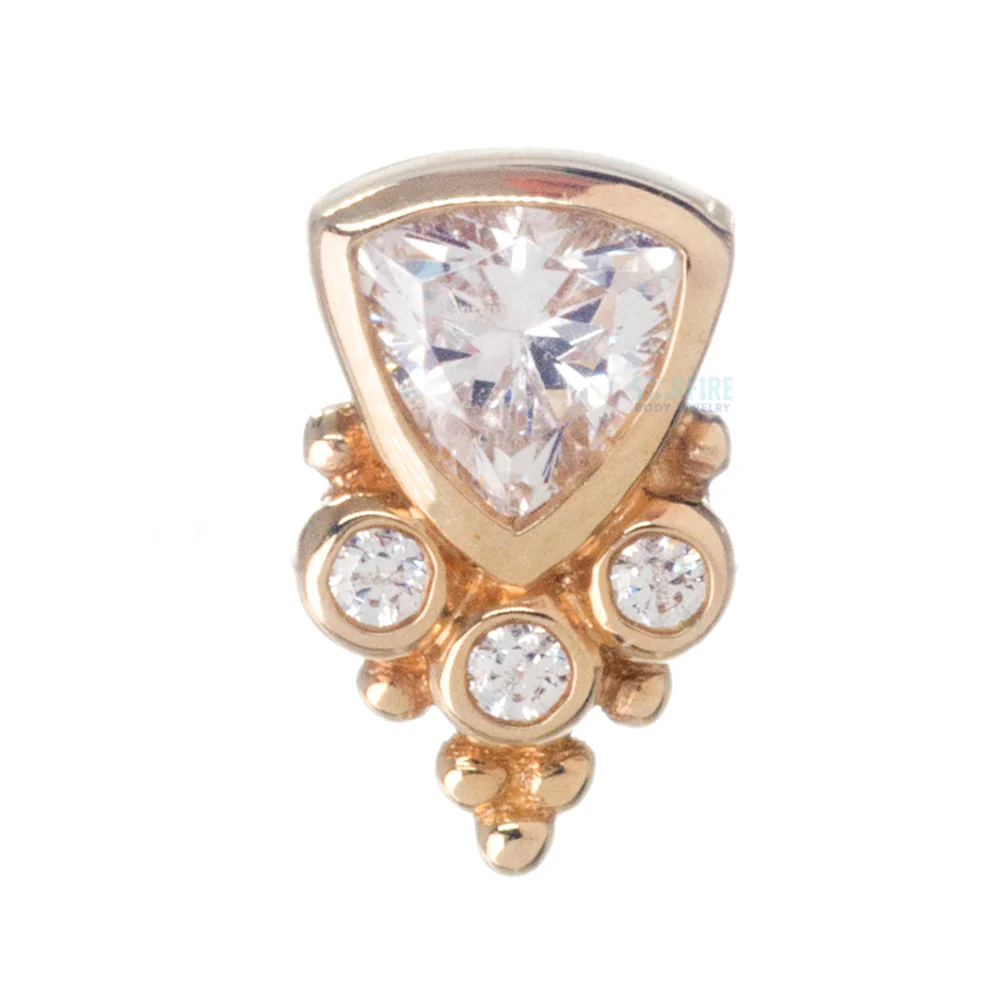 "Sarai Trillion" Threaded End in Gold with White CZ's - Image 3